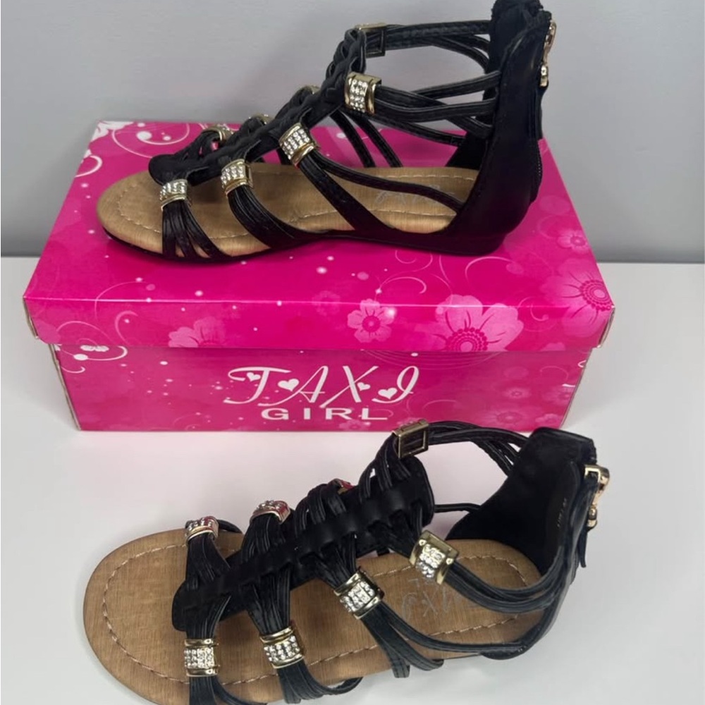 Taxi Girl Black Gladiator Sandals
